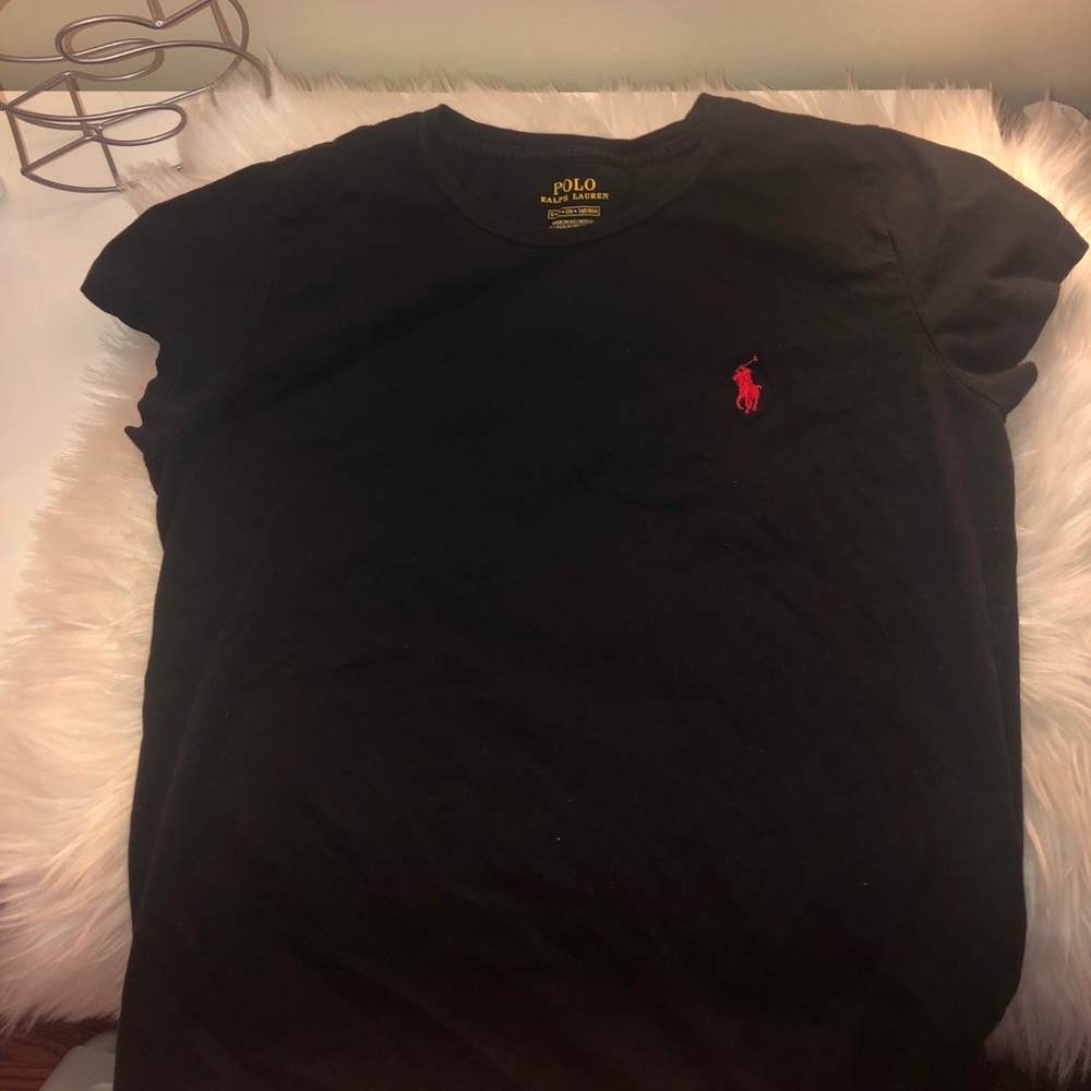 Women’s Black Polo Tee With Red Logo